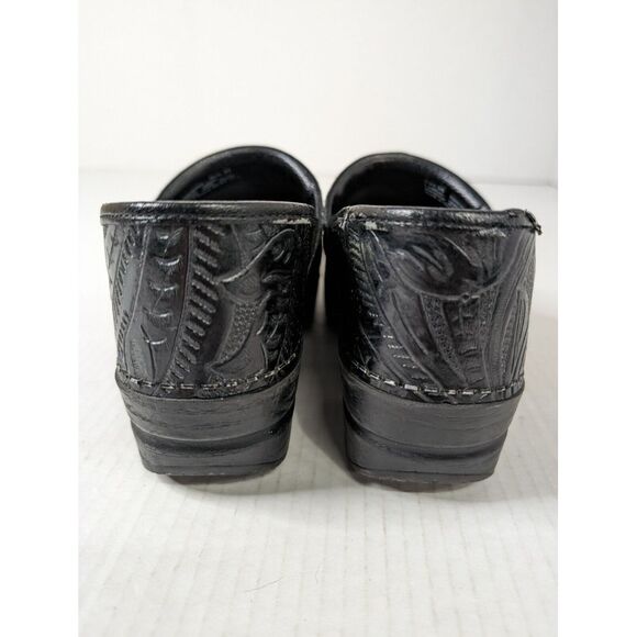Dansko Clogs Womens 38 Professional Tooled Black Leather Shoes Slip On - Picture 5 of 11
